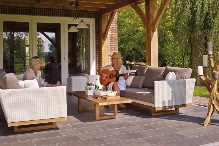 women in an outdoor patio
